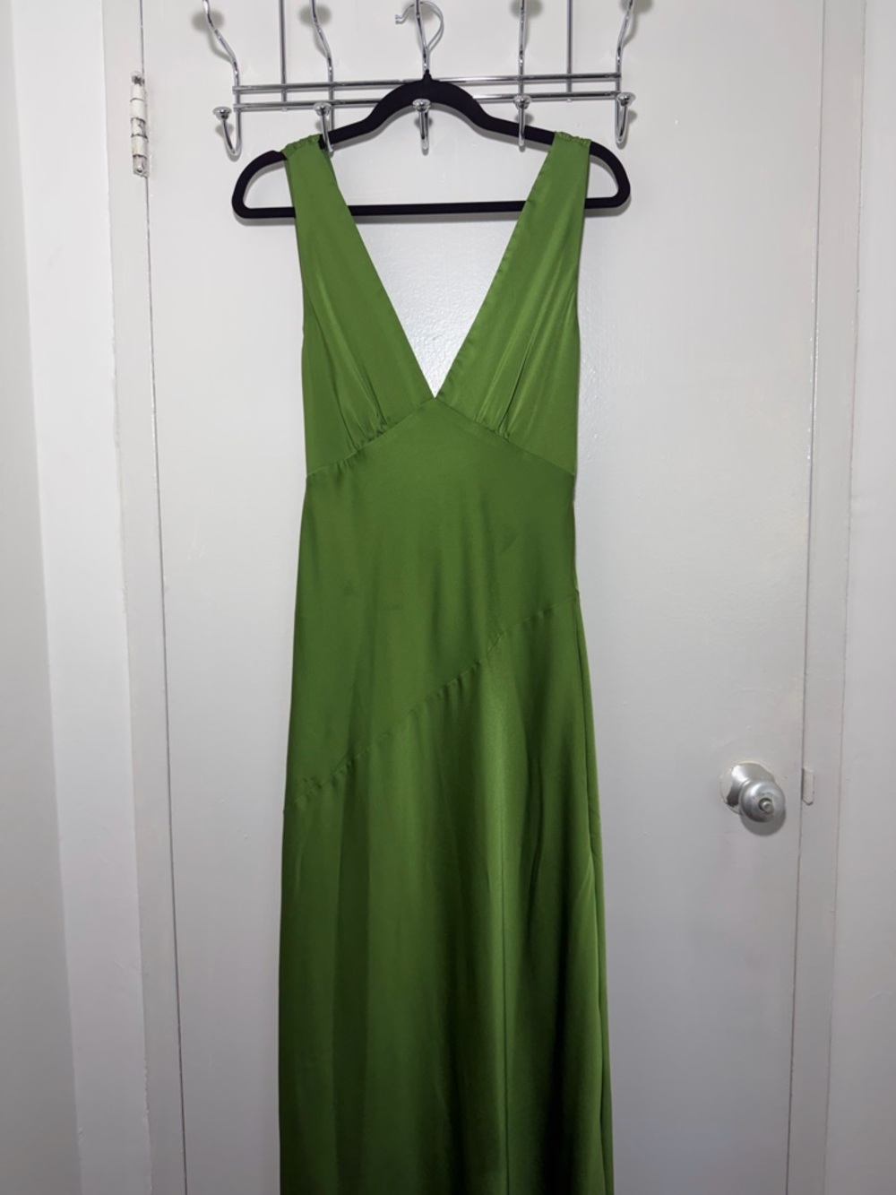 Meshki Green V-Neck Maxi Dress with Low Back